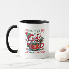 Caneca Funny Just Having a Meltdown Snowman Christmas