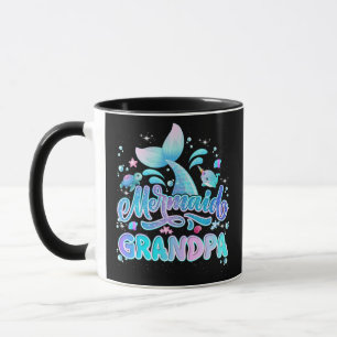 Caneca Funny Mermaid Grandpa Birthday Family Cute