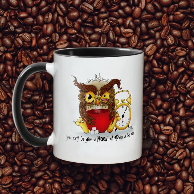 Caneca Funny Morning Cranky Owl (Criador carregado)