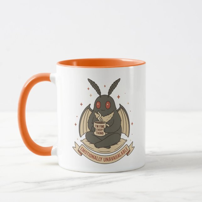Caneca Funny Mothman Mug – Emotional Support Cryptid Coff (Esquerda)
