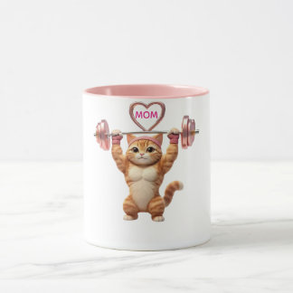 Caneca Funny Muscular Cat Mother's Day Gym Mom Coffee Mug