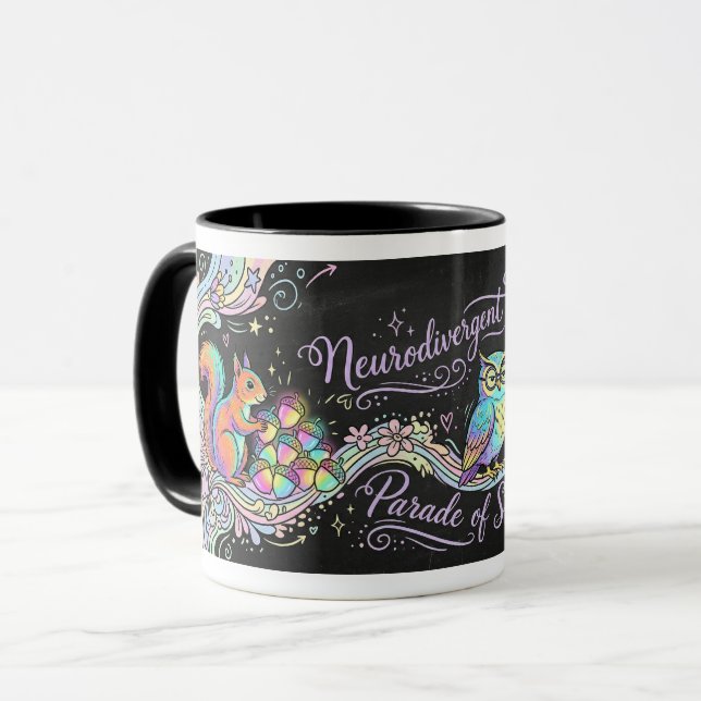 Caneca Funny Neurodivergent Parade Strengths ADHD Art (Frente Esquerda)