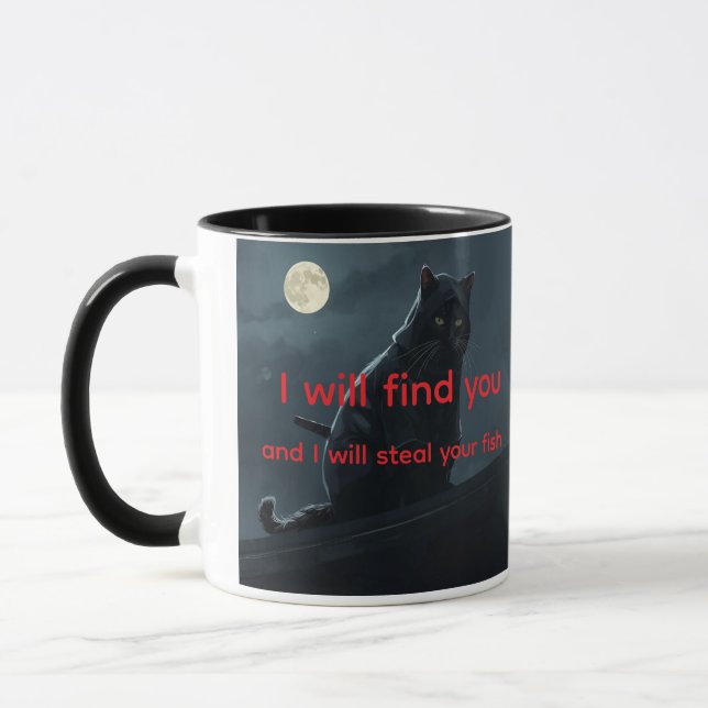 Caneca Funny Ninja Cat Meme Customizable Coffee Mug (Esquerda)