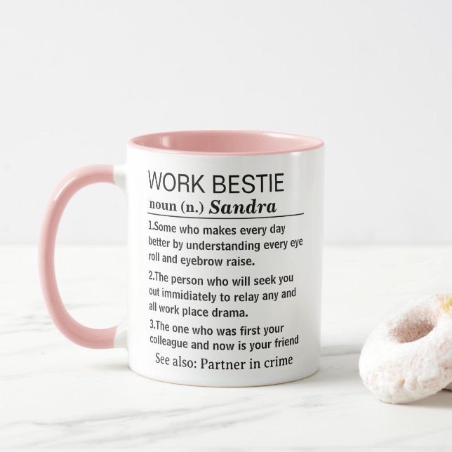 Caneca Funny Personalized Work Bestie Definition (Com Donut)