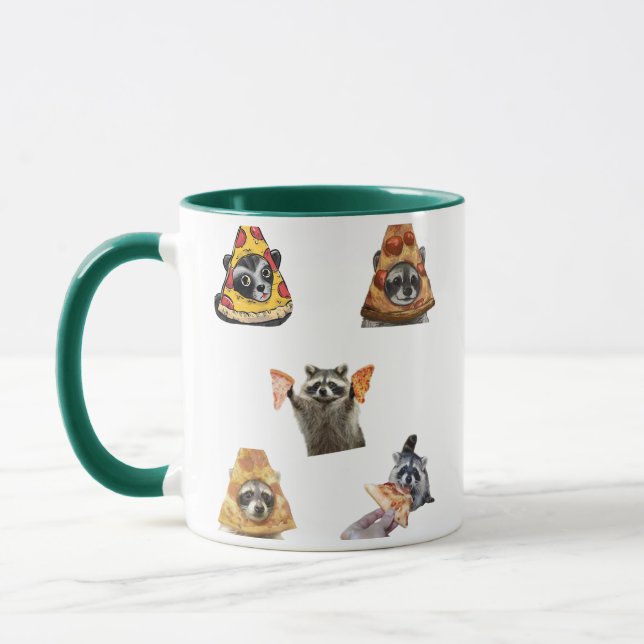 Caneca Funny Pizza Raccoon Set For Meme Lovers Mug (Esquerda)