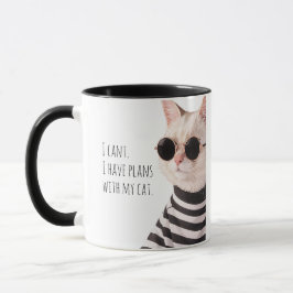 Caneca Funny Plans With My Cat Cute Drawing Typography