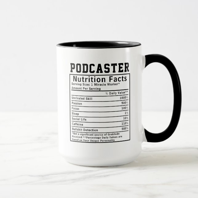 Caneca Funny Podcaster Nutrition Fatos do Funcionário Fun (Direita)