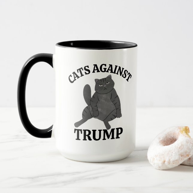 Caneca Funny Political Cat Feminist Anti-Trump Coffee (Com Donut)
