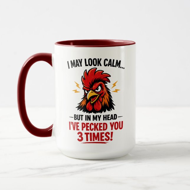 Caneca Funny Rooster Coworker Mug | I May Look Calm (Esquerda)