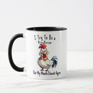 Caneca Funny Rooster Sarcastic Pun Coffee Mug - Bad Mouth