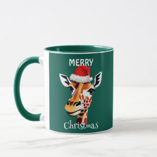 Caneca Funny Safari animais Giraffe Papais noeis Xmas