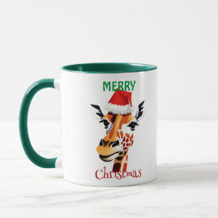 Caneca Funny Safari animais Giraffe Papais noeis Xmas