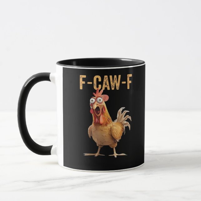 Caneca Funny Screaming Chicken F-Caw-F Joke Design Classi (Esquerda)