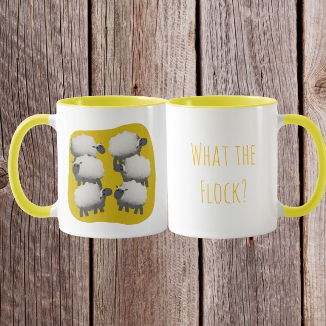 Caneca Funny Sheep “What the Flock? (Criador carregado)