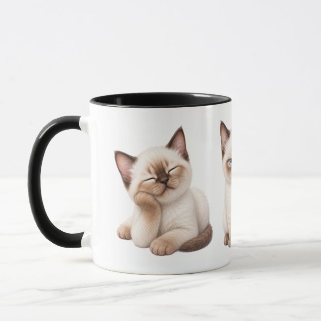 Caneca Funny Siamese Cat Expressions Coffee Mug (Esquerda)
