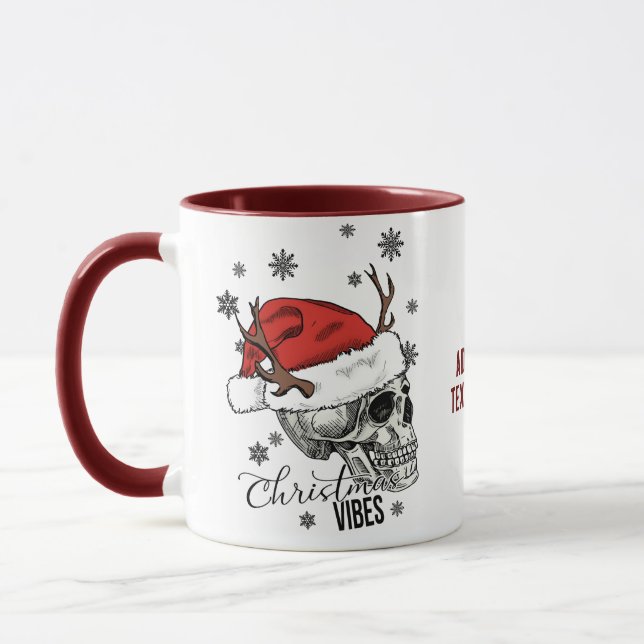 Caneca Funny Skeleton Christmas ELF Spookes Vibes Xmas Re (Esquerda)