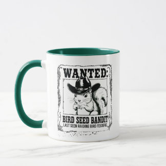 Caneca Funny Squirrel Wanted Poster | Bird Seed Bandit Co