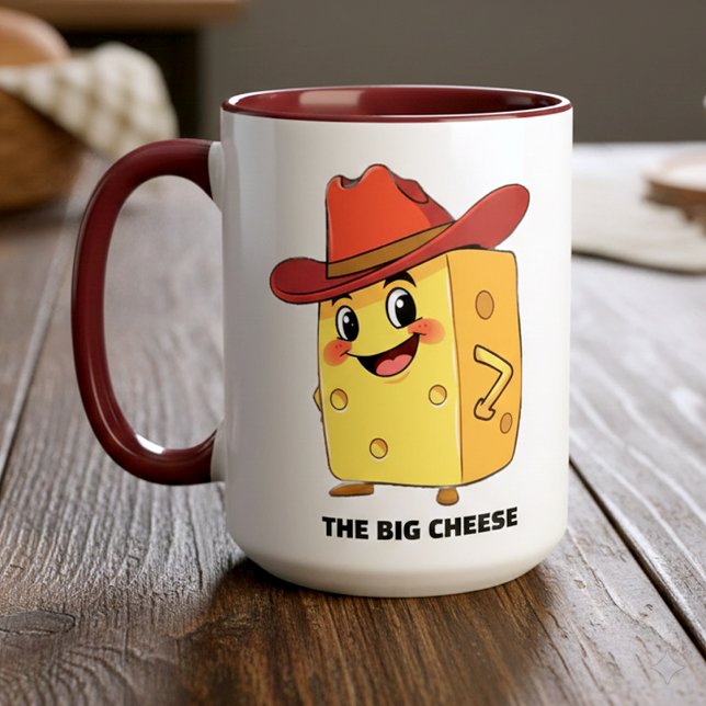 Caneca Funny The Big Cheese 10-Gallon Cowboy Hat Boss (Funny The Big Cheese Two-Tone 15 oz Combo Mug Cover Photo)