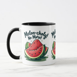 Caneca Funny Watermelon Pun "Melon Choly No More"