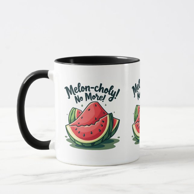 Caneca Funny Watermelon Pun "Melon Choly No More" (Esquerda)