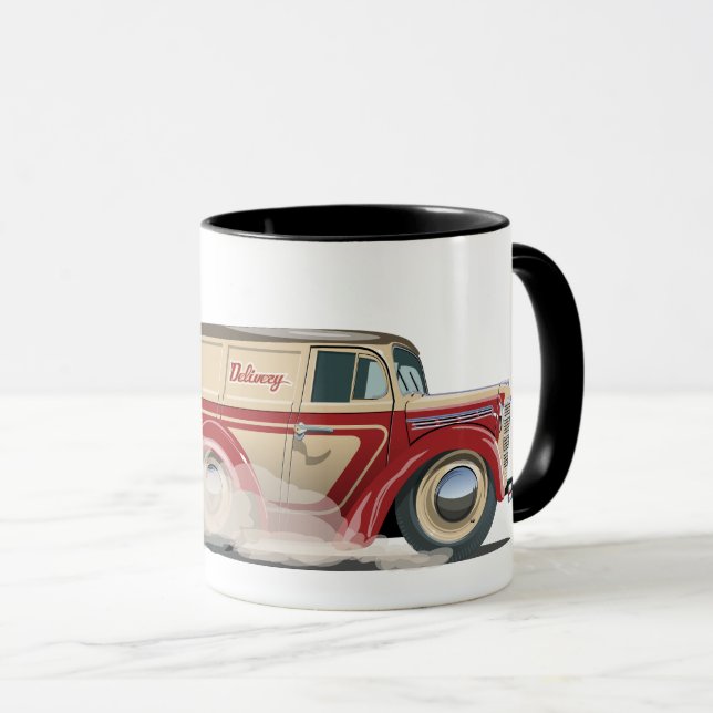 Caneca Furgão de entrega de desenho animado retrô (Frente Esquerda)