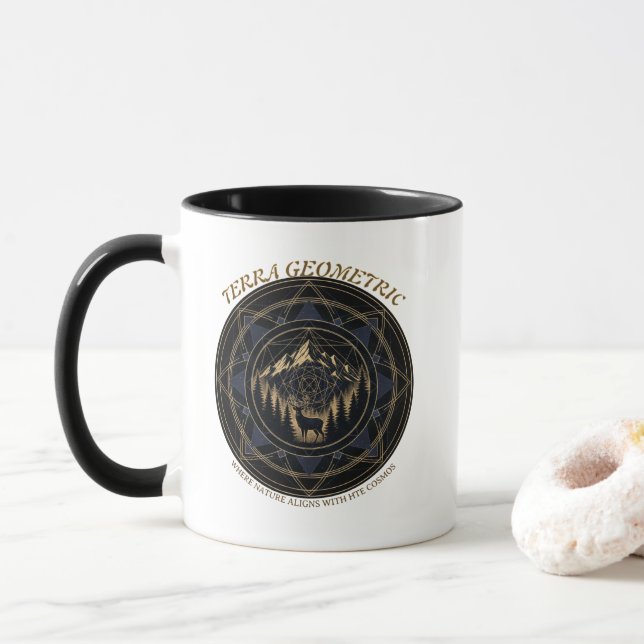 Caneca Fusão da Geometria Sagrada com a Natureza • Montan (Com Donut)