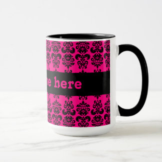 Caneca Fuschia e impressão de mini damask preto
