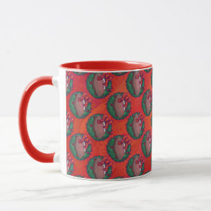 Caneca Futebol de Wreath de Natal em Red