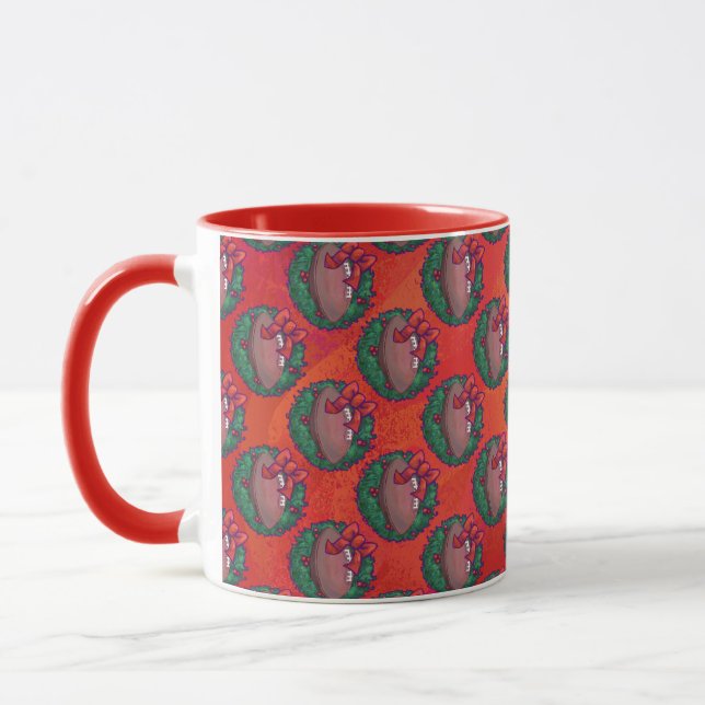 Caneca Futebol de Wreath de Natal em Red (Esquerda)