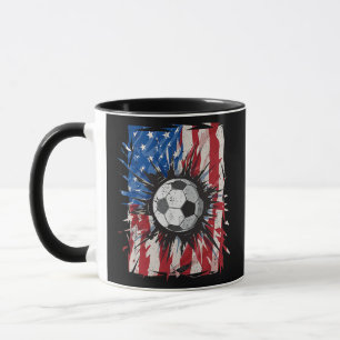 Caneca Futebol Vintage 4 De Julho Homens EUA Bandeira Ame