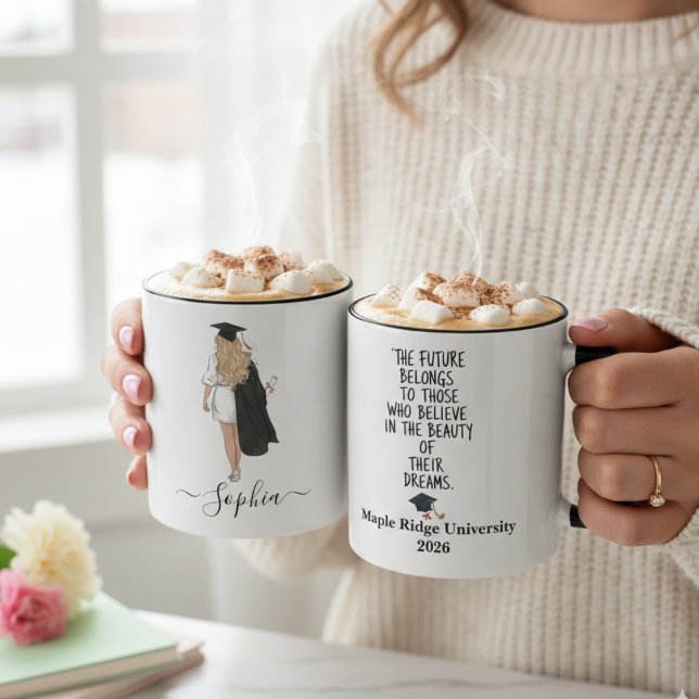 Caneca Futuro Pertence aos Sonhadores Nome de Conclusão d (Criador carregado)