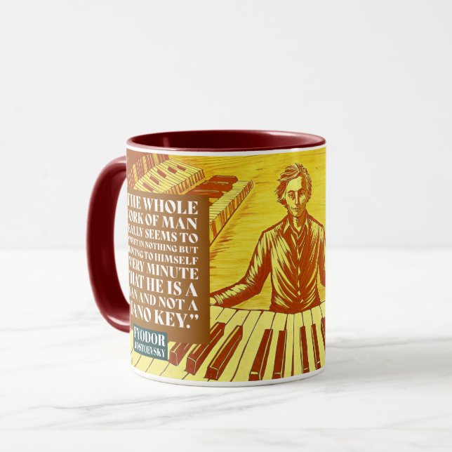 Caneca Fyodor Dostoevsky cita escritores russos (Frente Esquerda)