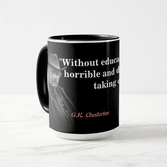 Caneca G.K. Citações de Chesterton na educação (Frente Esquerda)