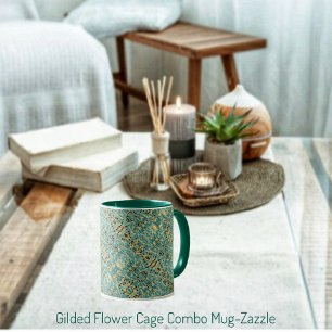 Caneca Gaiola de Flor Dourada