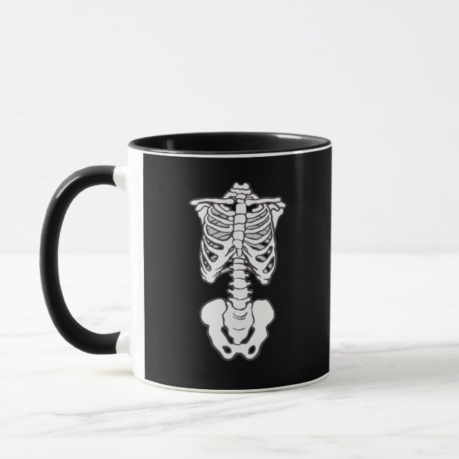 Caneca Gaiola de Rib do Esqueleto de Halloween (Esquerda)
