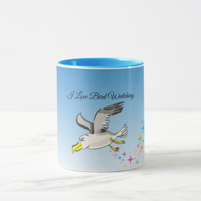 Caneca Gaivota de desenho animado sobrevoando a cabeça co (Centro)