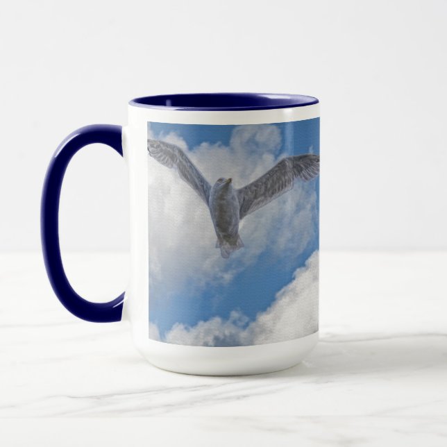 Caneca Gaivota e nuvens Presente de Birdlover (Esquerda)