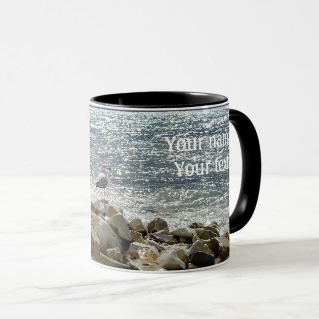 Caneca gaivota e surf do mar (Frente Esquerda)