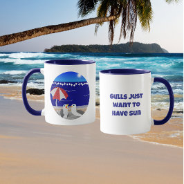Caneca Gaivotas Querem Apenas Ter Sol Gaivota Engraçada