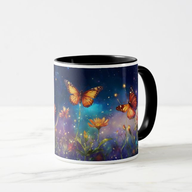 Caneca Galácticos Flores Selvagens e Borboleta: Univers S (Frente Esquerda)