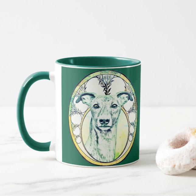 Caneca Galgo Cinza Delicado  (Com Donut)