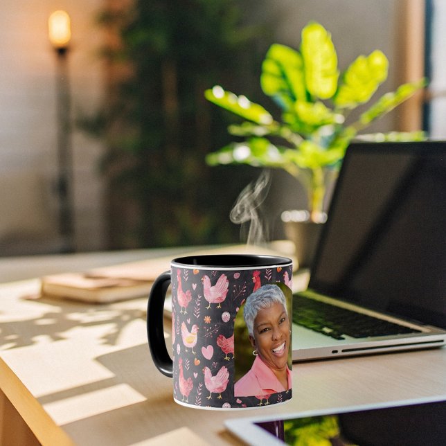 Caneca Galinha galinha caseira preto rosa-vermelho (Criador carregado)