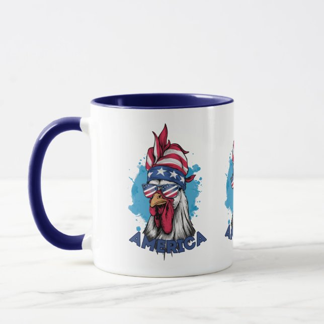 Caneca Galinha Patriótica nos EUA Bandana e Shades (Esquerda)