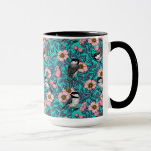 Caneca Galinhas em rosa selvagem, rosa e azul