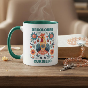 Caneca Galo Cursillo DeColores Floral Arte Folclórico Azu