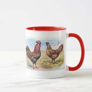 Caneca Galo e galinha do impressão da galinha do vintage