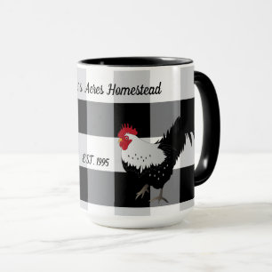 Caneca Galo Preto Cheio White Check Coffee Mug