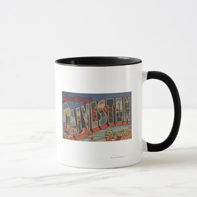 Caneca Galveston, Texas - Cenas com Letras Grandes (Direita)