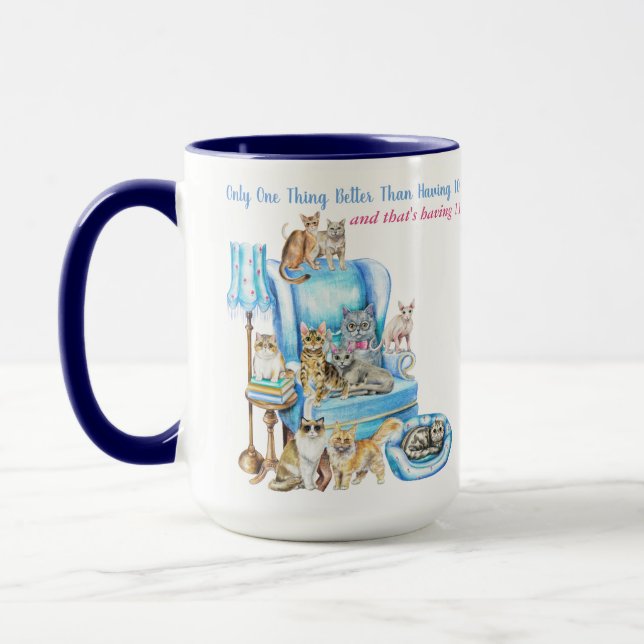Caneca Gama de Gato Louco Ilustrada Muito Bem Personaliza (Esquerda)