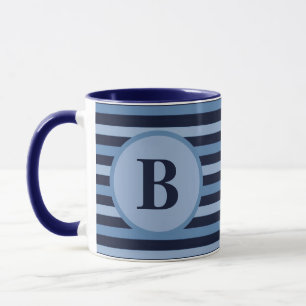 Caneca Gamas Azuis Monogramas em matizes Marinhos e Luzes